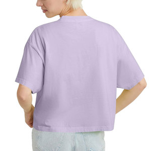 Top CORTO BÁSICO con cuello redondo y manga corta de color morado claro para mujer, ropa de verano más vendida, a precios bajos - Product Image 2