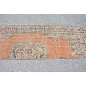 Tapis vintage, tapis turc 2,6x8,7 pieds, tapis oriental en laine orange - Product Image 3