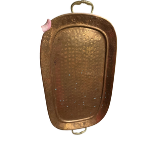 Creative Copper Metal Polish Finish Round Shape <b>Serving</b> <b>Tray</b> With Handle Stylish <b>Food</b> <b>Serving</b> <b>Tray</b> For Home Kitchenware Usage - Product Image 3