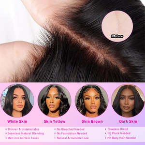 Perruque en cheveux humains 100% vierges, alignée sur les cuticules, bouclée profonde, 13x4, dentelle HD, frontale, longue, vague profonde, cheveux humains, dentelle frontale - Product Image 4