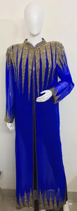 2024 nouveau design caftan en satin Style de fête marocain traditionnel avec perles de pierre travail manuel caftan coloré - Product Image 3