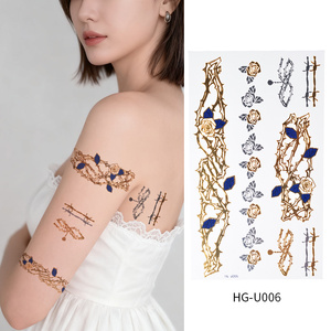Etiqueta engomada metálica personalizada del <span class=keywords><strong>tatuaje</strong></span> temporal del diseño de la pulsera para la joyería de la muñeca del <span class=keywords><strong>brazo</strong></span> Flash del arte corporal hoja de <span class=keywords><strong>tatuaje</strong></span> no tóxica impermeable - Product Image 1