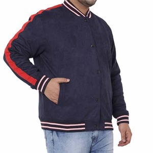 Lettermen Veste Homme Bleu Marine Rayée à Manches Longues 100% Coton Toile Enduite de Haute Qualité - Product Image 6