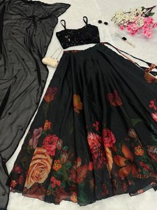 Dernier Designer Organza Soie Floral Imprimé Lehenga Choli Par FabZone - Product Image 4