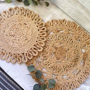 MORE Eco-Friendly Natural Jute Solid <b>Round</b> Braided <b>Table</b> Placemats Set of 6 15 Inches Made in India - Product Image 1