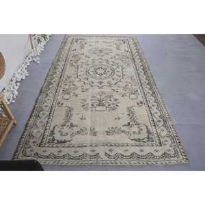 Tapis turc Vintage Beige traditionnel 5.1X9.2 pieds Patchwork Design laine Viscose matériel Latex support pour entrée chevet - Product Image 1