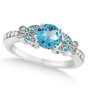 Conjunto de Joyas de Novia con Topacio Azul Mariposa y Diamantes en Platino de 1.50ct con Baño de Oro para Bodas y Fiestas - Product Image 2