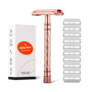 ANAAIF-Maquinilla de afeitar clásica tradicional de doble filo para hombre, maquinilla de afeitar de seguridad cromada y con hoja superior, latón, acero inoxidable - Product Image 1