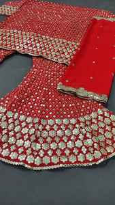 Dupatta-traje de trabajo pesado de boda para mujer, traje indio paquistaní de Georgette con espejo flotante, colección de traje de Salwar Kameez - Product Image 5