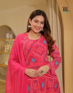 ผ้าจอร์เจียเทียมสีสวยเก๋พิมพ์แบบแบนดานิผู้ผลิต Kurti และ Sharara จากอินเดีย - Product Image 5