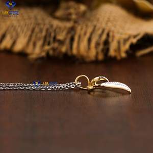 0.03 TDW Rond Diamant EF-VS couleur Or Jaune Pendentif Dainty Heartshine Diamant Pendentif par Labstone - Product Image 3