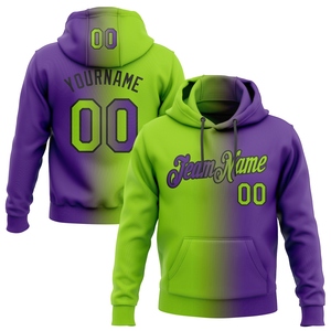 High Custom Stitched Purple Neon Green-<b>Black</b> Gradient Fashion Sports Pullover Sweatshirt <b>Hoodie</b> - Product Image 1
