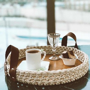 ถาดสไตล์ Macrame Boho สําหรับจัดระเบียบและตกแต่งถาดตกแต่งถักมือสําหรับโต๊ะสําหรับตกแต่งบ้านและห้องครัว - Product Image 3