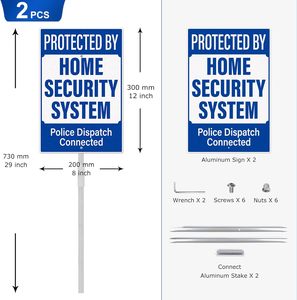 Señal de sistema de seguridad para el hogar, tamaño 8 "X 12", hecho de aluminio, a prueba de herrumbre, resistente a los rayos UV, adecuado para entradas, cercas, puertas - Product Image 3