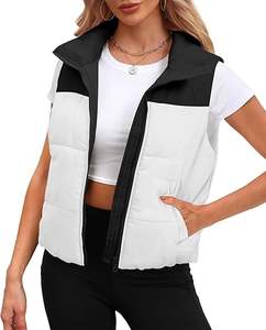 เสื้อกั๊กขนเป็ดแบบสั้นน้ำหนักเบาของผู้หญิงมีซิปปิด2025ฤดูหนาวคอตั้งระบายอากาศมีกระเป๋าด้านในทำจากผ้าฝ้าย - Product Image 1