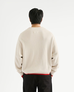 Sweat-shirt à manches longues pour homme, col en V, en coton rayonne tricoté, coupe ample, logo personnalisé brodé, écologique, usage intensif - Product Image 2