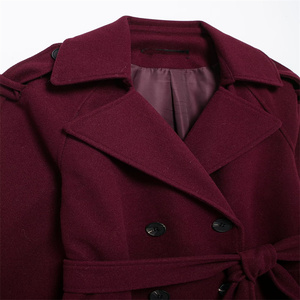 Cappotto da <span class=keywords><strong>donna</strong></span> 2025 inverno classico <span class=keywords><strong>foderato</strong></span> in lino morbido e impermeabile <span class=keywords><strong>Trench</strong></span> doppiopetto con cintura retrò Casual Top lungo - Product Image 4
