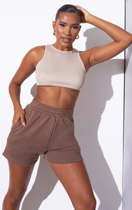 Shorts de sport décontractés pour femmes avec logo personnalisé, taille élastique, couleur unie - Product Image 5