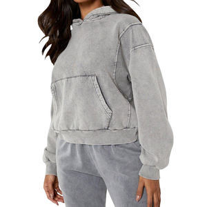 Vente en gros de sweats à capuche pour femmes, de haute qualité, écologiques, respirants, pour l'hiver, effet délavé, fournisseur direct d'usine, sweat à capuche en polyester - Product Image 3