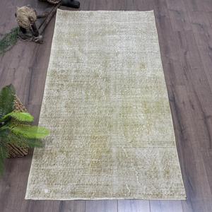 พรมวินเทจตุรกีขนาด 3.2x6 ฟุต, พรมตกแต่ง, พรมขนสัตว์สีขาว - Product Image 1