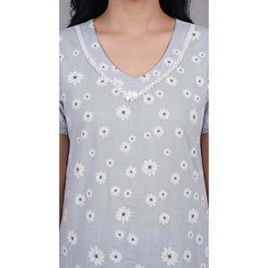 Evolove X Venus Women's Premium Soft Rayon Slub <b>Long</b> Nightgown-Breathable Lightweight Cherry Print <b>Nighty</b> - Product Image 3