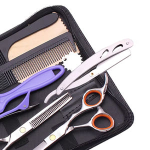 Ciseaux de Coiffure Professionnels en Acier Inoxydable pour Droitiers, Ensemble de 5,5'' et 6'', Peigne de Barbier Affûté et Ciseaux à Effiler - Product Image 3