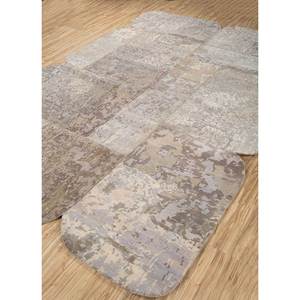 พรมขนสัตว์ถักมือลายปะติดสีเบจและสีน้ำตาลทรงสี่เหลี่ยมผืนผ้า ดีไซน์แบบจิ๊กซอว์ สำหรับห้องนั่งเล่น ห้องโถง รุ่น Pwc-920 - Product Image 2