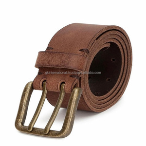 Cinturón informal de cuero natural para hombre, correa hecha a mano de estilo Vintage en todos los tamaños personalizados con hebilla de doble punta chapada en latón macizo - Product Image 6
