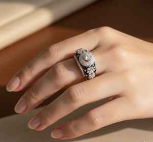 แหวนเงินแท้ 925 ประดับเพชรโมอิสซาไนต์และพลอยสีม่วง ดีไซน์ทันสมัย ขายดีที่สุด - Product Image 2