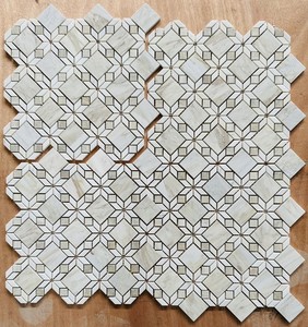 Mosaico de Mármol Blanco Lechoso con Diseño Floral Hastone, Pulido, 8mm de Grosor, Resistente al Agua, Ecológico, Garantía de 5 Años, Moderno - Product Image 5