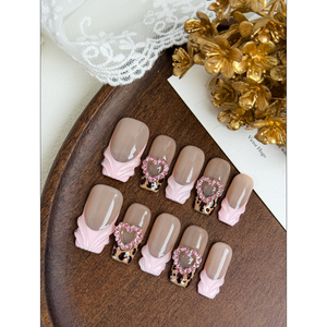 Art des ongles à pression motif léopard cœur rose - Product Image 3