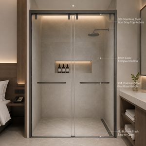 <span class=keywords><strong>Porte</strong></span> de douche <span class=keywords><strong>coulissante</strong></span> en verre trempé de 8 mm, design moderne pour villa, appartement, chambre, cuisine, hôtel, bureau - Product Image 3