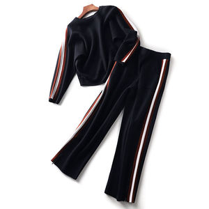 Ensemble de survêtement pour enfants unisexe, mode, uni, à capuche, respirant, en tricot, pull et pantalon de jogging, polyester/coton, ensemble de détente, streetwear - Product Image 1