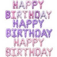 Ballons lettres JOYEUX ANNIVERSAIRE, ensemble de ballons en aluminium de 16 pouces avec bannière, thème groupe de filles, pour la décoration de fête d'anniversaire