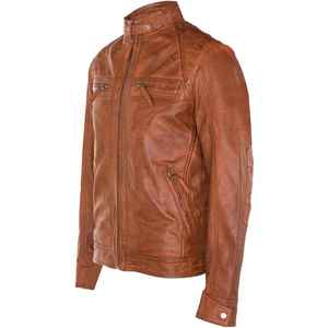 Plain Dyed 2026 Genuine 100% Leather Cotton <b>Filling</b> Regular Length Cowhide Breathable Waterproof <b>Men</b> Leather <b>Jacket</b> - Product Image 2