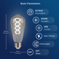 Prix d'usine Ampoules LED en verre filé spirale rétro vintage E27 en verre fumé 230VAC A60 ST58 G95 certifiées CE UKCA