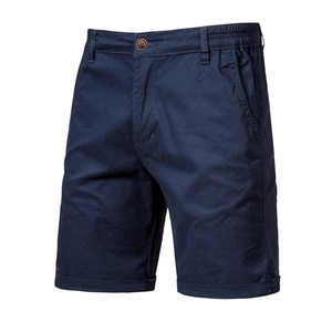 Verano 100% algodón sólido pantalones cortos hombres alta calidad Casual negocios Social cintura elástica hombres pantalones cortos 10 colores playa pantalones cortos - Product Image 1
