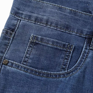 Shorts en jean pour homme style déchiré, tissu en denim de coton extensible, mode streetwear, marché américain, shorts en jean bleu classique pour homme - Product Image 4