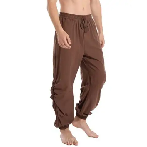 Celana Harem Longgar untuk Pria, Celana Hippie Polos Longgar Kaki Lebar Yoga Kedatangan Baru