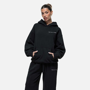 ชุดวอร์ม2ชิ้นโอเวอร์ไซส์สำหรับผู้หญิงชุดออกกำลังกายและกางเกงวอร์มมีฮู้ดระบายอากาศได้ดี - Product Image 4