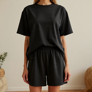 Conjuntos holgados de camiseta y pantalones cortos para mujer, conjuntos de pantalones cortos para correr Fitness Stone Wash, sudaderas, conjuntos de pantalones cortos Vintage para mujer - Product Image 4