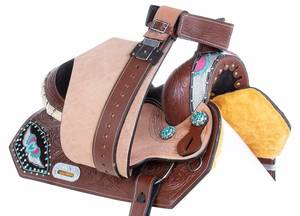 Selle de cheval de course occidentale anglaise en cuir véritable de qualité supérieure, faite à la main, design élégant, durable, confortable, avec quincaillerie en bois et acier inoxydable - Product Image 2