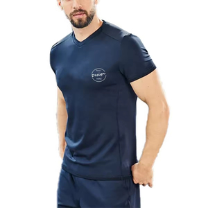 Directamente de fábrica, nuevos diseños de estilo, algodón súper suave, logotipo personalizado, estampado en blanco, azul oscuro, manga corta, bordado, camiseta de gimnasio para hombres - Product Image 5