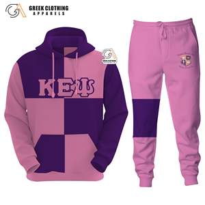 Kapa Epsilon Psi 2011 Sorority <b>Pink</b> Purple <b>Women</b> 2-Piece Embroidered Fleece <b>Hoodie</b> Jogger Pants Tracksuit Set Streetwear Solid - Product Image 2