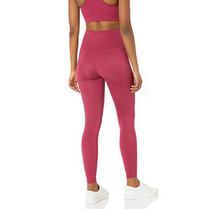 Leggings pour femmes à taille haute, couleur unie, en spandex/polyester, avec logo personnalisé, fermeture à cordon sans couture, séchage rapide, respirant, OEM - Product Image 3