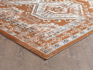 Tapis turc de luxe fait à la machine Palmira 32x35 16 L Bleu Brique Rouge Premium pour salon, fabriqué à Gaziantep - Product Image 3