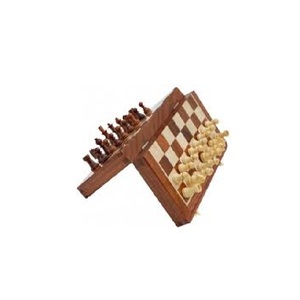 Jeu d'échecs de voyage magnétique pliant de 10 pouces avec pièces en palissandre doré pour la promotion du sport - Product Image 1