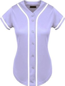 Camiseta de Béisbol MICR@TECH SPORTS para Mujer, Ajustada, con Botones, Manga Corta, Cuello en V, con Ribete, Modelo MTS-20015, Color Personalizado - Product Image 4