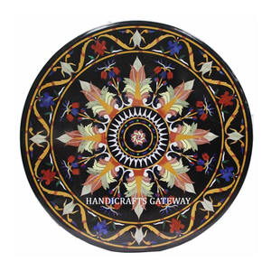 โต๊ะกาแฟทรงกลมลายหินอ่อนสีดำ ดีไซน์สร้างสรรค์ ผลิตใหม่ล่าสุด พื้นผิวมันเงา เหมาะสำหรับใช้ในโรงแรม - Product Image 1