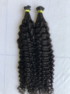 Top Premium Qualité 100% Vierge Cuticule Aligné 24 Pouces Crépus Bouclés I-Tip Extensions de Cheveux Humains Remy 12A En Gros Indien - Product Image 2